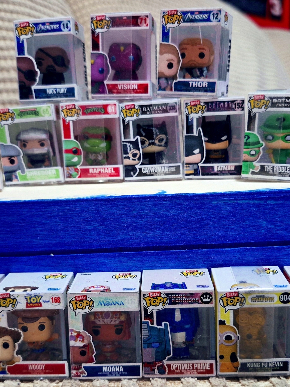 Funko Pop! Collectible Figures Display - Mixed Characters. Lot Of 15 Total.